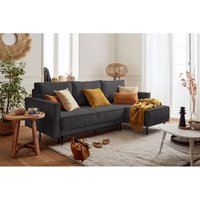 Charlie – ecksofa beidseitig montierbar – 4-sitzer – mit schlaffunktion und bettkasten – aus cord - dunkelgrau - Dunkelgrau von LISA DESIGN