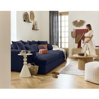 Collins - einzelsofa 4-sitzer mit doppelbett récamiere - tiefe sitzfläche - grob gerippter velours - blau Collins - einzelsofa 4-sitzer mit doppelbett récamiere - tiefe sitzfläche - grob gerippter velours - blau von LISA DESIGN