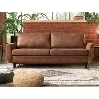 Dan - einzelsofa 3-sitzer schlaffunktion - industrieller stil - mit bettkasten aufbewahrung - braun von LISA DESIGN