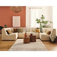 Ellie - modulares sofa panorama 7-sitzer in strukturiertem samt - beige von LISA DESIGN