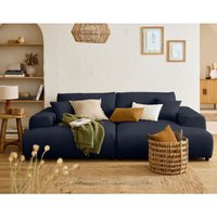 Lisa Design - Garance - 3-sitzer einzelsofa doppelt récamiere - tiefe sitzfläche - - aus cordstoff - nachtblau von LISA DESIGN
