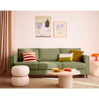 Jake - 3-sitzer einzelsofa schlaffunktion aus relief-samtstoff - grün von LISA DESIGN