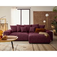 Spice - 4-sitzer ecksofa beidseitig montierbar schlaffunktion und bettkasten aus gesprenkeltem stoff - pflaume von LISA DESIGN