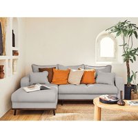 Lisa Design - Albane - 4-sitzer ecksofa links - schlaffunktion und bettkasten - aus cord - hellgrau von LISA DESIGN