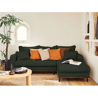 Lisa Design - Albane - 4-sitzer ecksofa rechts - schlaffunktion und bettkasten - aus cord - grün von LISA DESIGN