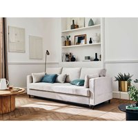 Anna – 3-sitzer sofa – mit schlaffunktion und tasche – aus samt - beige - Beige von LISA DESIGN