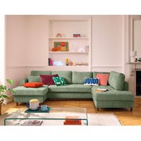Lisa Design - Anna - 7-sitzer wohnlandschaft rechts schlaffunktion und bettkasten aus strukturiertem samt - salbeigrün Lisa Design - Anna - 7-sitzer wohnlandschaft rechts schlaffunktion und bettkasten aus strukturiertem samt - salbeigrün von LISA DESIGN
