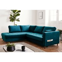 Anna – ecksofa mit schlaffunktion – 5-sitzer – moderner stil – links - entenblau - Entenblau von LISA DESIGN