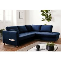 Anna – ecksofa mit schlaffunktion – 5-sitzer – zeitgenössischer stil – rechts - nachtblau - Nachtblau von LISA DESIGN