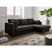 Anna – ecksofa mit schlaffunktion – mit bettkasten – 4-sitzer – moderner stil – rechts - dunkelgrau - Dunkelgrau von LISA DESIGN