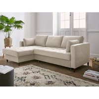 Lisa Design - Anna – ecksofa mit schlaffunktion– mit bettkasten – 4-sitzer – zeitgenössischer stil – links - beige von LISA DESIGN