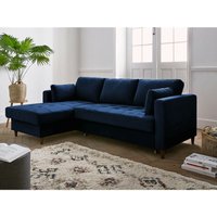 Lisa Design - Anna – ecksofa mit schlaffunktion– mit bettkasten – 4-sitzer – zeitgenössischer stil – links - nachtblau von LISA DESIGN