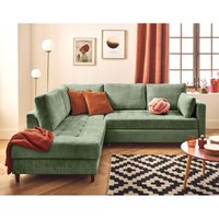 Lisa Design - Anna - links 5-sitzer schlaffunktion aus strukturiertem samt - salbeigrün von LISA DESIGN