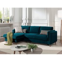 Lisa Design - Brooke – ecksofa rechts links – mit schlaffunktion und bettkasten – 4-sitzer – aus samt - entenblau von LISA DESIGN