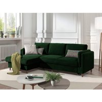 Brooke – ecksofa rechts links – mit schlaffunktion und bettkasten – 4-sitzer – aus samt - grün - Grün von LISA DESIGN