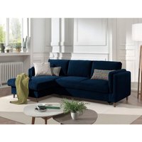 Lisa Design - Brooke – ecksofa rechts links – mit schlaffunktion und bettkasten – 4-sitzer – aus samt - nachtblau von LISA DESIGN