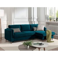 Lisa Design - Brooke – ecksofa rechts – mit schlaffunktion und bettkasten – 4-sitzer – aus samt - entenblau Lisa Design - Brooke – ecksofa rechts – mit schlaffunktion und bettkasten – 4-sitzer – aus samt - entenblau von LISA DESIGN