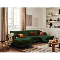 Lisa Design - Brooke – wohnlandschaft u-form – 7-sitzer – mit schlaffunktion und bettkasten – aus samt - grün von LISA DESIGN