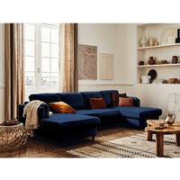 Lisa Design - Brooke – wohnlandschaft u-form – 7-sitzer – mit schlaffunktion und bettkasten – aus samt - nachtblau von LISA DESIGN
