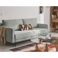 Lisa Design - Charlie - 3-sitzer einzelsofa - schlaffunktion und bettkasten - strukturierter samtstoff - grau von LISA DESIGN