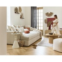 Lisa Design - Collins - einzelsofa 4-sitzer mit doppelbett récamiere - tiefe sitzfläche - grob gerippter velours - beige von LISA DESIGN