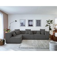 Lisa Design - Colombine – modulares ecksofa links – 5-sitzer – aus cord - dunkelgrau Lisa Design - Colombine – modulares ecksofa links – 5-sitzer – aus cord - dunkelgrau von LISA DESIGN