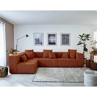 Lisa Design - Colombine – modulares ecksofa links – 5-sitzer – aus cord - terrakotta von LISA DESIGN