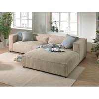 Ela– 4-sitzer ecksofa rechts – cordsamt – 4-sitzer – moderner stil - beige - Beige von LISA DESIGN