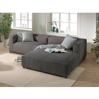 Ela– 4-sitzer ecksofa rechts – cordsamt – 4-sitzer – moderner stil - dunkelgrau - Dunkelgrau von LISA DESIGN