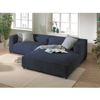 Ela– 4-sitzer ecksofa rechts – cordsamt – 4-sitzer – moderner stil - nachtblau - Nachtblau von LISA DESIGN