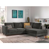 Lisa Design - Jake - ecksofa mit schlaffunktion - 5-sitzer - aus samt - rechts - dunkelgrau von LISA DESIGN