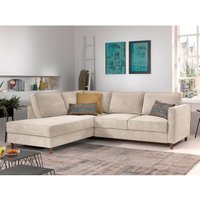 Jake - ecksofa mit schlaffunktion - 5-sitzer - samt - links - beige - Beige von LISA DESIGN