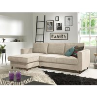 Jake - ecksofa mit schlaffunktion - mit bettkasten - 4-sitzer - aus velours - links - beige - Beige von LISA DESIGN