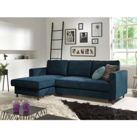 Lisa Design - Jake - ecksofa mit schlaffunktion - mit bettkasten - 4-sitzer - aus velours - links - schieferblau von LISA DESIGN