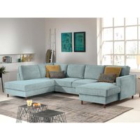 Jake - wohnlandschaft - mit schlaffunktion und bettkasten - 7-sitzer - aus cord - links - blau von LISA DESIGN