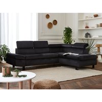 Nairobi – ecksofa mit schlaffunktion – aus samt – 5-sitzer – mit kopfstützen – rechts - grau - Grau von LISA DESIGN