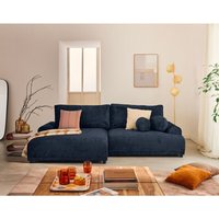 Lisa Design - Nelly - links 4-sitzer schlaffunktion und bettkasten aus strukturiertem samt - blau von LISA DESIGN