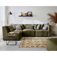 Lisa Design - Nova - 4-sitzer modulares ecksofa links + hocker - aus samt - grün von LISA DESIGN