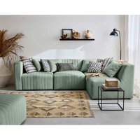 Lisa Design - Nova - 4-sitzer modulares ecksofa rechts + hocker - aus samt - blau von LISA DESIGN
