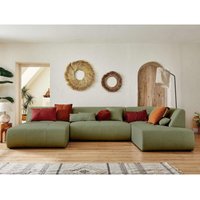 Lisa Design - Onyx – 7-sitzer wohnlandschaft rechts – aus stoff - salbeigrün von LISA DESIGN