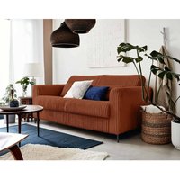 Lisa Design - Owen - 3-sitzer sofa schlaffunktion - täglicher schlaf - 12 cm matratze - aus cordsamt - terrakotta von LISA DESIGN