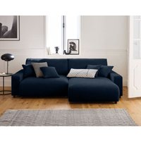 Lisa Design - Pivoine - 4-sitzer ecksofa beidseitig montierbar - schlaffunktion und bettkasten - aus strukturiertem samt - blau von LISA DESIGN