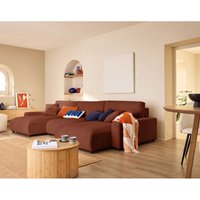 Lisa Design - Pivoine - 7-sitzer wohnlandschaft u-form - schlaffunktion und bettkasten - cord - terrakotta von LISA DESIGN