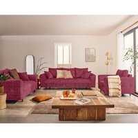 Lisa Design - Rune - 3-sitzer einzelsofa aus strukturiertem samt - pflaume von LISA DESIGN