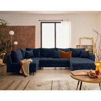 Lisa Design - Rune - 7-sitzer wohnlandschaft links aus strukturiertem samt - blau von LISA DESIGN