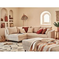 Rune – ecksofa links – 4-sitzer – mit hocker – aus cord - beige von LISA DESIGN