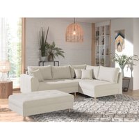 Rune – ecksofa – mit hocker – 4-sitzer – skandinavischer stil – rechts - beige - Beige von LISA DESIGN