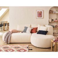 Santorini - 4-sitzer modulares ecksofa rechts + hocker - aus strukturiertem samt - beige Santorini - 4-sitzer modulares ecksofa rechts + hocker - aus strukturiertem samt - beige von LISA DESIGN