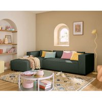 Lisa Design - Stella - 4-sitzer ecksofa links - aus strukturiertem stoff - grün von LISA DESIGN