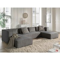 Stella – wohnlandschaft – aus cord – 7-sitzer – moderner stil - dunkelgrau - Dunkelgrau von LISA DESIGN